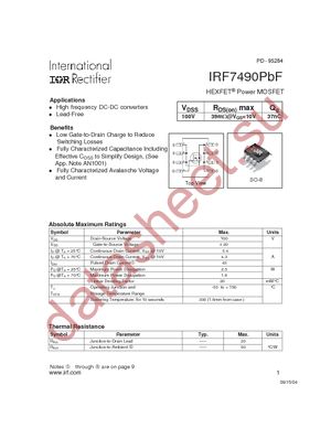 IRF7490PBF datasheet  